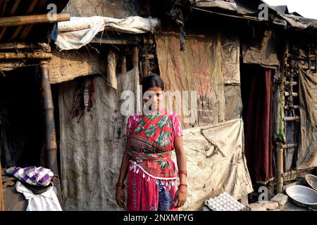 India, Calcutta, Park Circus baraccopoli Foto Stock