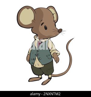 Mouse in stile lineare, nero su sfondo bianco. Illustrazione Vettoriale