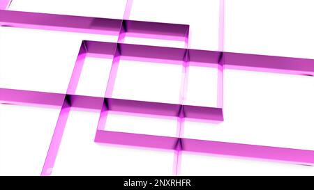 Sfondo bianco. Design. Linee dorate e rosa che disegnano ornamenti su un pavimento leggero in astrazione. Riprese in 4K di alta qualità Foto Stock