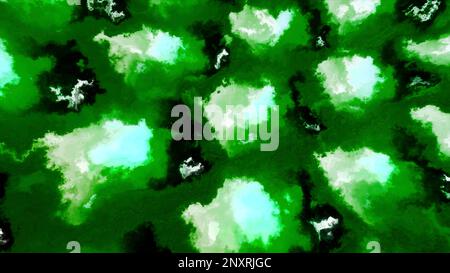 Macchie di vernice verde e viola. Movimento. Animazione leggera al computer con spot gouache illuminati. Riprese in 4K di alta qualità Foto Stock