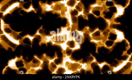 Sfondo arancione e verde. Motion.Bright bruciare i colori con fuoco su uno sfondo nero in 3D. Riprese in 4K di alta qualità Foto Stock