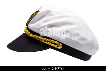 Captain Hat Side View Cut out on White. Foto Stock