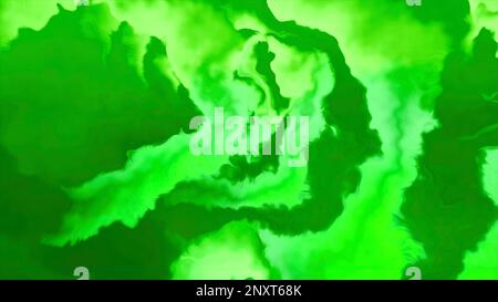 Fumo pesante arancione e verde. Movimento. Uno sfondo chiaro con nuvole colorate che riempiono l'intero sfondo creato in animazione. Riprese in 4K di alta qualità Foto Stock