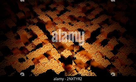 Disegno sismico astratto con superficie mobile. Design. Concetto di gioco digitale retrò Foto Stock