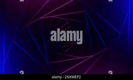 Tunnel al neon quadrato infinito di silhouette a gradiente rotante. Design. Corridoio ipnotico rotante Foto Stock