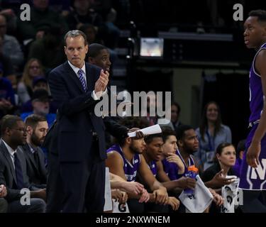 Saturday Dec 16th - Northwestern Wildcats head coach Chris Collins cheers on his team during NCAA Mens basketball game action between the Northwestern Wildcats and the DePaul Blue Demons at the Windtrust Arena in Chicago, IL. (Cal Sport Media via AP Images)