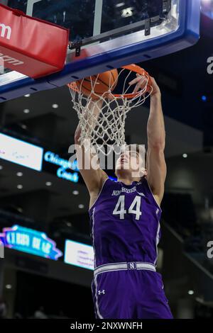 Saturday Dec 16th - Northwestern Wildcats forward Gavin Skelly (44) dunks after a steal during NCAA Mens basketball game action between the Northwestern Wildcats and the DePaul Blue Demons at the Windtrust Arena in Chicago, IL. (Cal Sport Media via AP Images)
