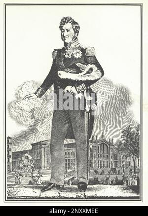 Luigi Filippo (Parigi, 6 ottobre 1773 – Parigi, 26 agosto 1850) fu Re dei francesi dal 1830 al 1848 e penultimo monarca di Francia. Come Luigi Filippo, Duca di Chartres, si distinse a comandare le truppe durante le Guerre rivoluzionarie e fu promosso tenente generale all'età di diciannove anni, ma si ruppe con la Repubblica per la sua decisione di giustiziare re Luigi XVI. Fuggì in Svizzera nel 1793 dopo essere stato collegato con un complotto per ripristinare la monarchia francese. Suo padre Luigi Filippo II, Duca di Orléans (Philippe Égalité) cadde sotto sospetto e fu giustiziato durante il Regno di Ter Foto Stock