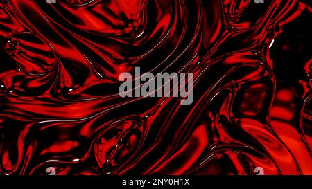 Rosso e blu liquido slime fatto in animazione cartoon. Design. Un impasto misto che si sfoca e brilla con grani neri. Riprese in 4K di alta qualità Foto Stock