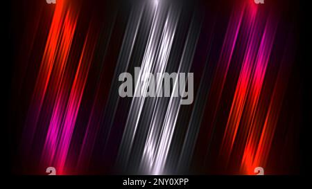 Le strisce diagonali si muovono con linee lucenti su sfondo nero. Movimento. Animazione con strisce chiare ed effetto raggio. Linee eleganti a righe con l mobile Foto Stock