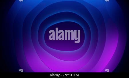 Cerchio luminoso rosa e viola. Design. Le linee rotanti di cerchi cerchiati l'una intorno all'altra ruotano lentamente in astrazione. Riprese in 4K di alta qualità Foto Stock