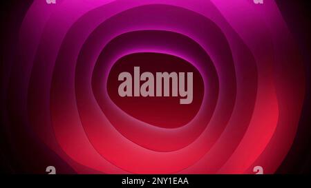 Cerchio luminoso rosa e viola. Design. Le linee rotanti di cerchi cerchiati l'una intorno all'altra ruotano lentamente in astrazione. Riprese in 4K di alta qualità Foto Stock
