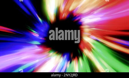 Tunnel iperspaziale colorato astratto attraverso il vortice del tempo spaziale. Movimento. Lo spazio interstellare sci Fi viaggia attraverso il buco del wormhole Foto Stock
