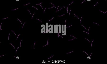 Linee astratte al neon strette che si muovono molto velocemente in un cerchio isolato su sfondo nero. Design. Strisce incandescenti che volano sulla stessa traiettoria molte volte Foto Stock