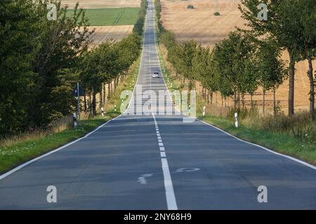 Strada di campagna routing diritta Foto Stock