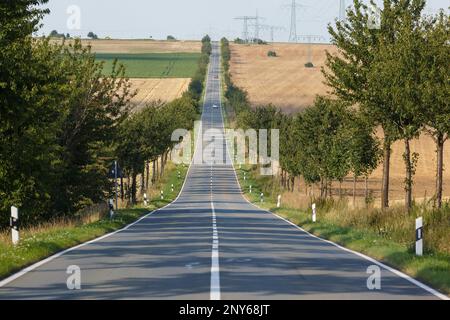 Strada di campagna routing diritta Foto Stock