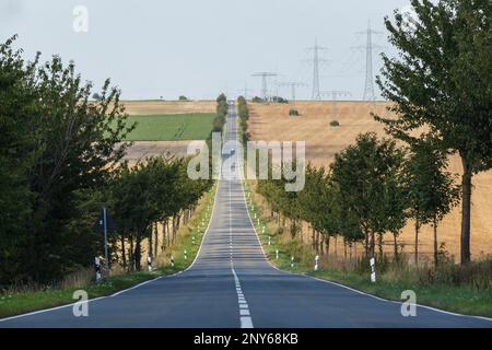 Strada di campagna routing diritta Foto Stock