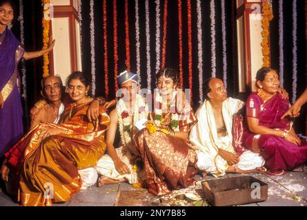 Sequenza di nozze di Udupi Madhwa Brahmin a Karnataka, India, Asia Foto Stock