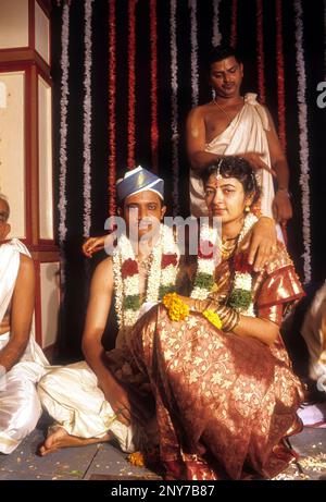 Sequenza di nozze di Udupi Madhwa Brahmin a Karnataka, India, Asia Foto Stock