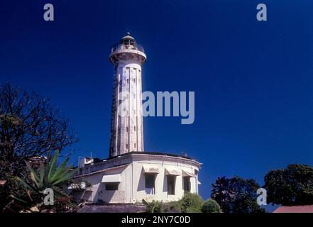 Old Light House costruito nel 1836 a Pudicherry Pondicherry, India del Sud, India, Asia Foto Stock