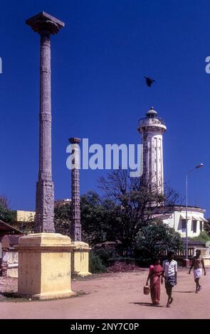 Old Light House costruito nel 1836 a Pudicherry Pondicherry, India del Sud, India, Asia Foto Stock