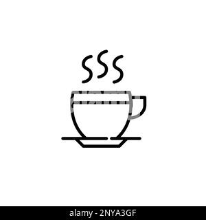 Teacup con set di piattino. Menu di bevande in una caffetteria o in un ristorante. Icona della linea di tratto modificabile pixel Perfect Illustrazione Vettoriale