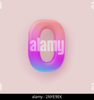 3D numero sfumatura colorata nullo su sfondo chiaro. Illustrazione Vettoriale