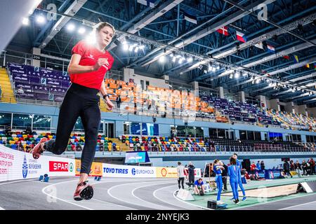 Il belga Helena Ponette ha mostrato in azione durante i preparativi in vista della 37th° edizione dei Campionati europei di atletica al coperto, a Istanbul, in Turchia, giovedì 02 marzo 2023. I campionati si svolgono dal 2 al 5 marzo. FOTO DI BELGA JASPER JACOBS Foto Stock