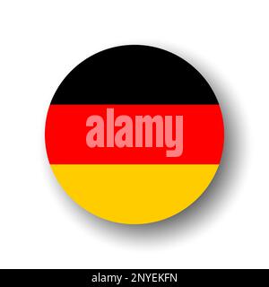 Bandiera Germania - icona a forma di cerchio o badge vettoriale piatto con ombra sfumata. Illustrazione Vettoriale