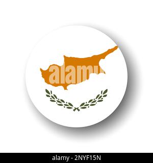 Bandiera Cipro - icona a forma di cerchio o badge vettoriale piatto con ombra sfumata. Illustrazione Vettoriale