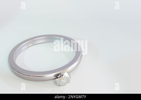 anello solitario isolato su sfondo bianco 3d illustrazione Foto Stock