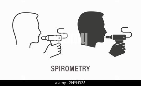 Icone di spirometria. Illustrazione vettoriale isolata su sfondo bianco. Illustrazione Vettoriale