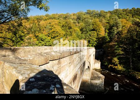 Ponte cupola sul fiume Allen a Staward Gorge, Whitfield, Northumberland Foto Stock