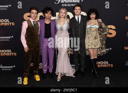 Los Angeles, Stati Uniti. 01st Mar, 2023. Nick Pugliese, Kristian Flores, Peyton List, Spencer MacPherson e Sarah Yarkin partecipano all'arrivo della Paramount School Spirits Premiere al Masonic Lodge di Los Angeles, CA il 1 marzo 2023. (Foto di Corine Solberg/Sipa USA) Credit: Sipa USA/Alamy Live News Foto Stock