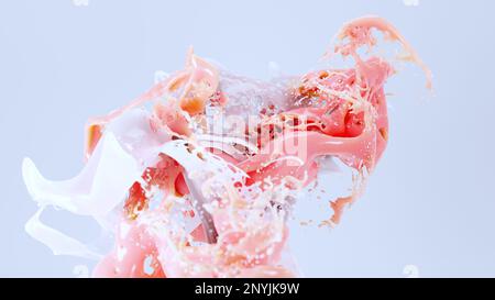 Rendering 3D, schizzi di liquidi di colore, Abstract Fluid background Foto Stock