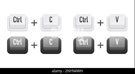 Tasti Ctrl C e Ctrl V. Tasti di scelta rapida Illustrazione Vettoriale
