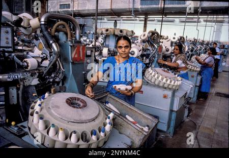 India. Mulino di filatura. Foto Stock