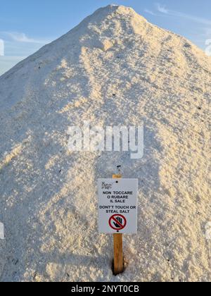 La Riserva Naturale orientata alle Saline di Trapani e Paceco è un'area naturale protetta della Sicilia dove si svolge l'antica attività di estrazione del sale marino Foto Stock