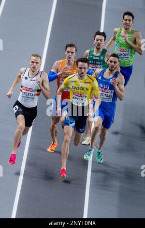 Istanbul, Turchia Giovedì 02 Marzo 2023. Il belga Eliott Crestan ha ritratto in azione durante la serie della gara maschile 800m alla 37th edizione dei Campionati europei di atletica indoor, a Istanbul, in Turchia, giovedì 02 marzo 2023. I campionati si svolgono dal 2 al 5 marzo. FOTO DI BELGA JASPER JACOBS Foto Stock