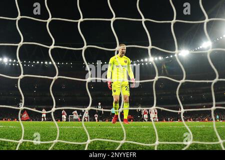 Joe Hart di West Ham United è rimasto arrabbiato dopo aver conceduto un gol segnato da Danny Welbeck di Arsenal (non illustrato) - Arsenal contro West Ham United, finale di Carabao Cup quarto, Emirates Stadium, Londra - 19th dicembre 2017. Foto Stock