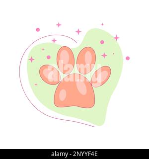 I cani zampano con il cuore. Paw di un animale, impronte canine. Illustrazione vettoriale. Illustrazione Vettoriale