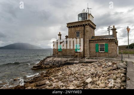 Lo storico Faro di Blacksod all'estremità meridionale della penisola di Mullet, Erris, contea di Mayo, Irlanda Foto Stock