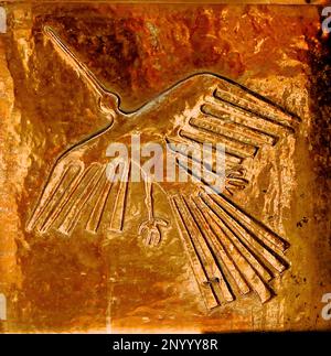 Pannelli in bronzo in rilievo di simboli Inca in Perù Cusco Foto Stock