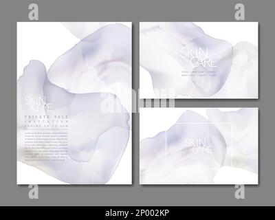 Effetto acquerello minimo vettoriale Abstract Graphic Elements Template for Invitation, Business, Anniversary Card, Advertisement or Poster. Viola e Bl Illustrazione Vettoriale