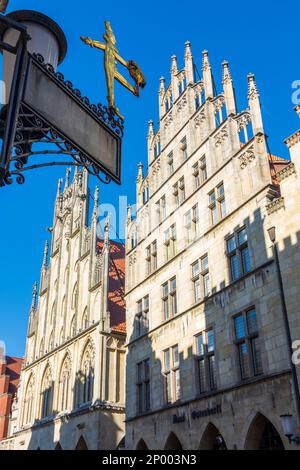 Münster: Piazza Prinzipalmarkt, Municipio di Münsterland, Nordrhein-Westfalen, Renania settentrionale-Vestfalia, Germania Foto Stock