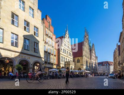 Münster: Piazza Prinzipalmarkt, Municipio di Münsterland, Nordrhein-Westfalen, Renania settentrionale-Vestfalia, Germania Foto Stock