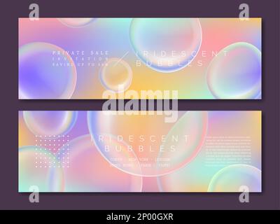 Vector pastello iridescente bolle sovrapposizione sfondo Illustrazione per gioielli, banner Web di marca di lusso o voucher. Illustrazione Vettoriale