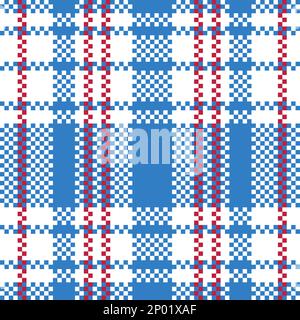 Vector retro Rosso Bianco Blu iconico Old Hong Kong Checker modello senza cuciture per prodotti o stampe tessili. Foto Stock