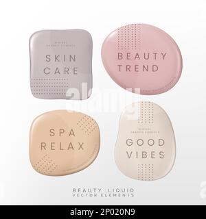 Vector 3D Illustrazione Beauty, Health Care o Cosmetics Liquid palette o Abstract Elements per Beauty, Cosmetics e Skin Care Graphics Foto Stock