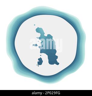 Logo Pangkor Island. Distintivo dell'isola. Segno circolare a strati intorno alla forma di Pangkor. Illustrazione del vettore freddo. Illustrazione Vettoriale